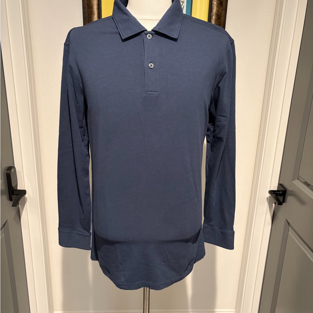 Mack Weldon Mens Navy Long Sleeve Polo
